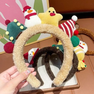 Đầu cây giáng sinh và đồ trang trí Noel cho bé: Nai sừng tấm với băng đô quấn tóc và mũ đội đầu hình người tuyết dễ thương