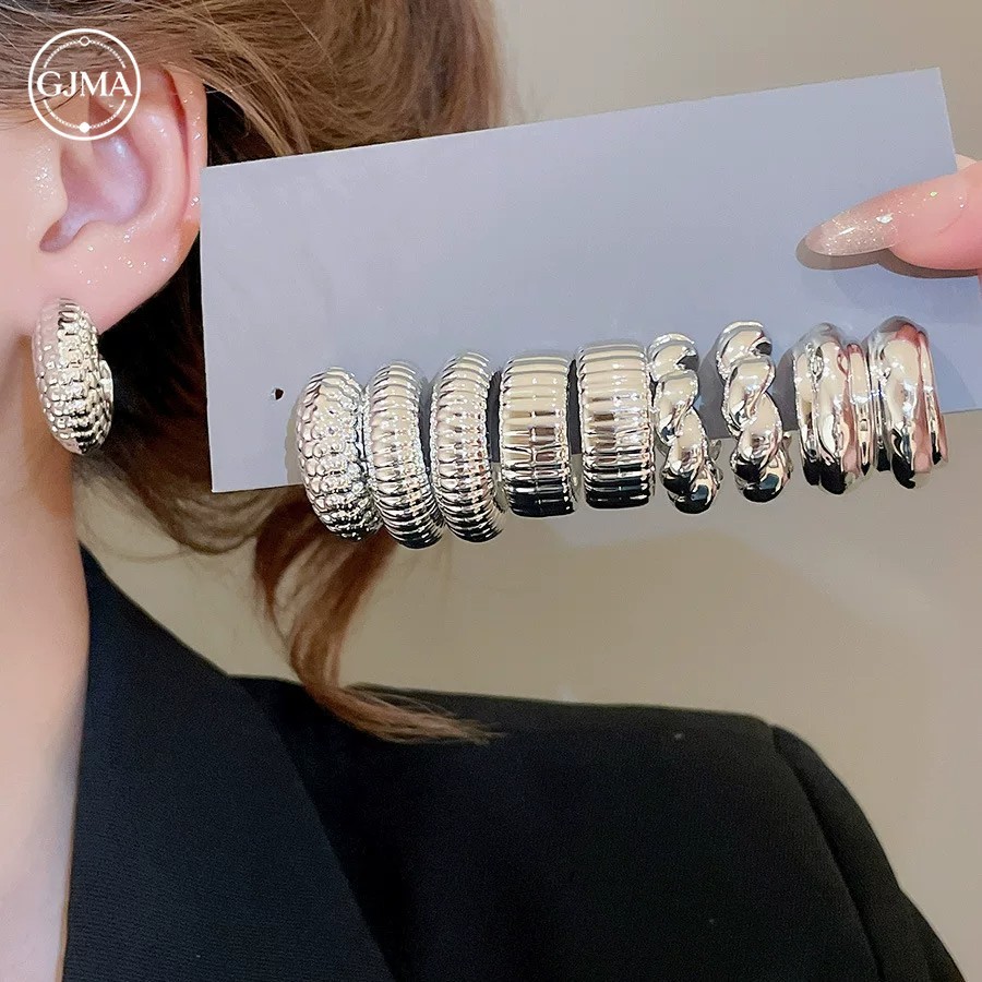 Bông tai hình vuông hình chữ C không đều Bông tai hình cá tính Thiết kế thích hợp Phụ kiện cảm giác