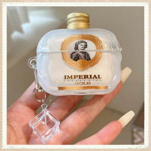Ốp Tai Nghe Có Mặt Dây Đá Cho Airpods 4 Pro 3 2 Wave Edge Thiết Kế Sáng Tạo Chai Vodka Hình Dạng Đồ Uống TPU Mềm Chống Sốc Tai Nghe Không Dây Vỏ Bảo Vệ Chống Mất