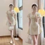 Váy chấm bi dáng dài và dáng ngắn cổ V tay phồng hàn quốc Thaobaoshop