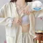 Bộ Đồ Ngủ Cardigan Xuân Thu Quần Dài Tay Nữ Bộ Đồ Mặc Nhà Đệm Lót Ngực Viền Bông Mây Mẫu Mới Năm 2025