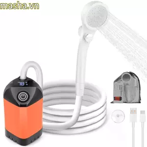 Vòi hoa sen cắm trại di động, vòi hoa sen điện có thể sạc lại nhẹ, nhiệt độ và pin chất lượng cao Màn hình kỹ thuật số IPX7 Đồ dùng tắm ngoài trời chống nước gia đình