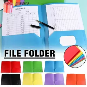 GAVESTO Hai Thư Mục Bỏ Túi, Có Túi Thư Mục A4 Chống Thấm Nước, Tài Liệu Lưu Trữ Thư Mục Tập Tin Nhựa Có Thể Tái Sử Dụng Văn Phòng Kinh Doanh