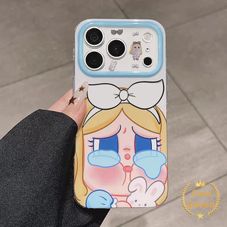 Ốp lưng tương thích cho iPhone 16 17 11 13 14 12 15 Pro Max Air 17 Pro XR X Plus XS Max Phim hoạt hình dễ thương Nơ bé khóc trong suốt