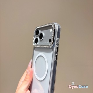 Vỏ Khung Kim Cương Giả Từ Tính Trong Suốt Cho Realme 15T 15 14 14X 14T 13 12 12X 11 11X 9i 7i 2 V13 P3 P3X P1 U1 Pro Plus Lite 4G 5G Slim Bling Long Lanh Sang Trọng Đơn Giản Mờ Cover