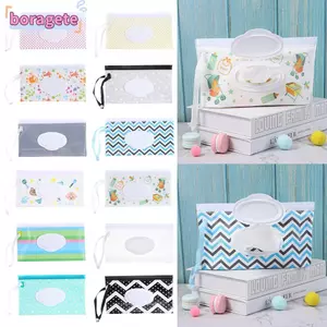 Túi đựng mỹ phẩm BORAGETE, Phụ kiện xe đẩy lật Túi khăn lau ướt, Hộp đựng khăn giấy di động có dây đeo thời trang