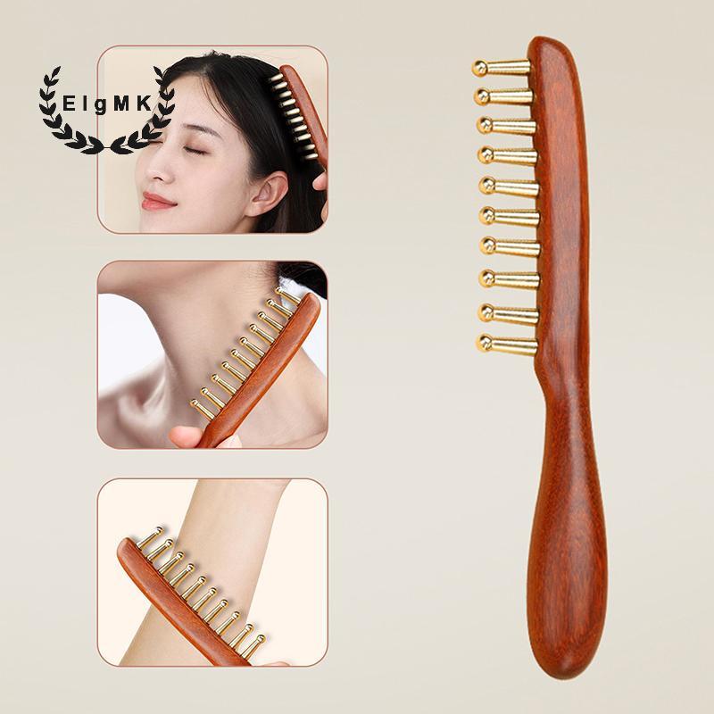 [ElgMK] 1 Chiếc Lược Massage Bằng Gỗ Đàn Hương Có Răng Rộng Tháo Kinh Tuyến Của Đầu Lược Trị Liệu Da Đầu Kinh Tuyến Bằng Đồng Thau [MỚI]
