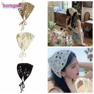 BORAGETE Hoa Băng Đô, Rỗng Móc Bandana, Thời Trang Dệt Đan Ruy Băng Turban Khăn Tam Giác Nữ