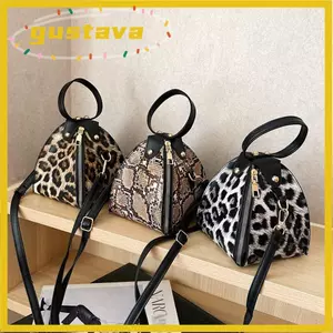 Túi Messenger GUSTAVA, Ví đựng tiền xu dung tích lớn bằng da Pu, Ví đựng hình bánh bao in hình da báo đa chức năng thông thường