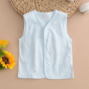 Hamiqi Mùa Hè Mỏng Phong Cách Cho Bé Cotton Nguyên Chất Thoáng Khí Không Xương Cardigan Áo Vest Bé Trai Bé Gái Trẻ Em Áo Vest Nhỏ Một Lớp Áo Vest