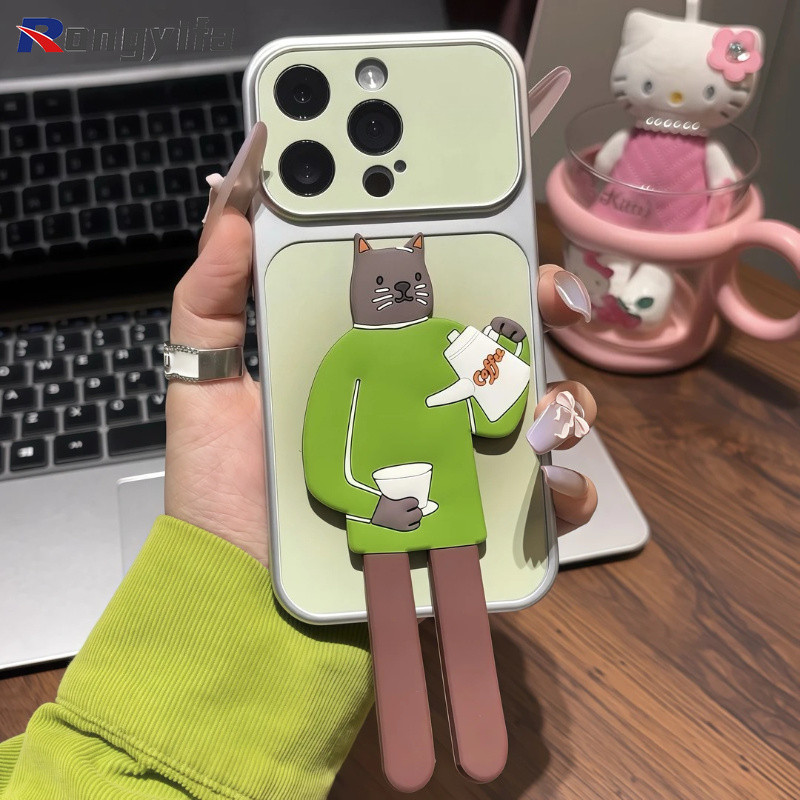 Ốp Điện Thoại Giá Đỡ Mèo Dễ Thương Cho Xiaomi 17T 17 Pro Max 15 15T 14 14T 13 13T 12 Ultra 12T 12S 12X Mi 11i 11X 11 Lite Pro 5G 4G Bao Da Hoạt Hình Cặp Đôi Da PU Vỏ Mềm
