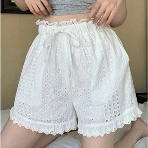 Phong cách Hàn Quốc Mùa hè Phong cách mới Nấm viền eo thun họa tiết rỗng quần short chữ a thông thường
