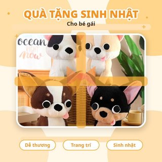 Gấu bông chó Chihuahua – Nhồi bông mềm mại, dễ thương – Trang trí phòng ngủ, để bàn – Ôm ấm áp – Kích thước vừa tay