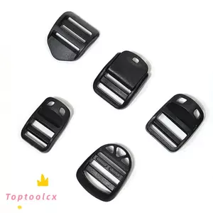 TOPTOOLCX 10 Cái Có Thể Điều Chỉnh Thanh Trượt Dây Màu Đen Cắm Trại Du Lịch Nhựa Túi Thể Thao Móc