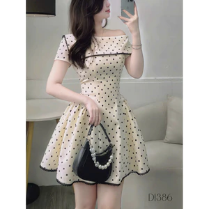 Đầm Nữ Ngắn SIÊU XINH Thiết Kế Trễ Vai Chấm BI Phối Viền Ren THỜI TRANG CỰC ĐẸP HIYU 66 STORE