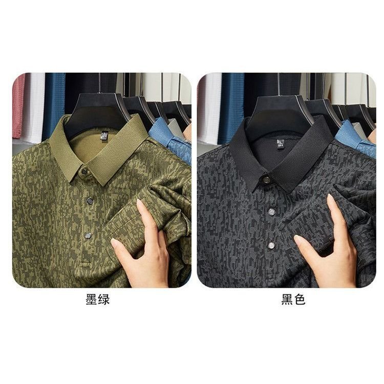 Real Pocket Ưu đãi đặc biệt Mùa hè Phong cách mới Cổ bẻ Áo thun nam tay ngắn dành cho doanh nhân Áo sơ mi POLO lụa băng thời trang màu trơn W6K3