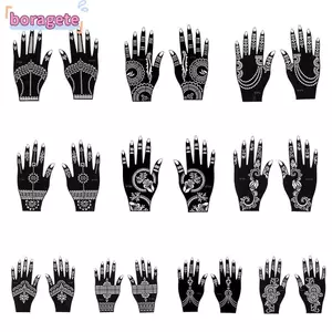 BORAGETE 1 Cặp Henna Mẫu Miếng Dán Trang Điểm Làm Đẹp Decal Tay Tạm Thời