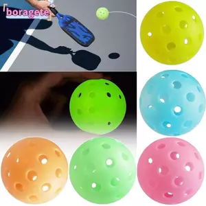 BORAGETE Quần vợt dành cho người cao tuổi, Phát sáng trong bóng tối 74MM 40 lỗ Quả cầu dạ quang, Cuộc thi bóng PE nhiều màu đàn hồi bền bỉ