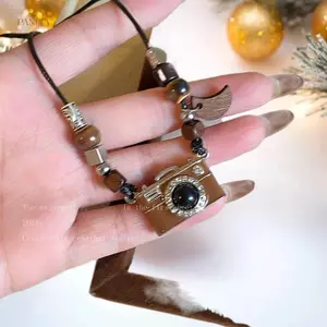 PNPIA- Vintage Nâu Camera Mặt Dây Chuyền Nelace 2025 Mới Kpop Hip-Hop Đơn Giản Cá Tính Nam Nữ Punk Y2K Quyến Rũ Phụ Kiện Trang Sức