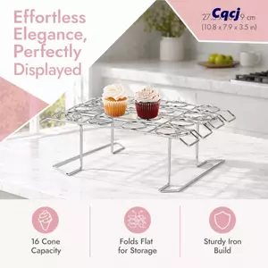 CQCJ Kem Nón Giá Đỡ, Giá Làm Mát Thiết Kế Có Thể Gập Lại Giá Nón Cupcake, Thép Không Gỉ Di Động 16 Lỗ Kệ Bảo Quản Giá Làm Bánh Cung Cấp Sử Dụng Nướng Bánh