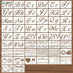 GREA 50 Cái / bộ Xịt Tranh stencils, Bộ Tranh DIY Rỗng Có Thể Tái Sử Dụng, Giấy Nến Thủ Công Có Thể Giặt Được Giấy Nến Làm Thẻ