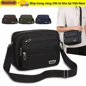 Túi đeo chéo nam BAMBOOB, Túi đeo vai màu đen nâu xanh lá cây hình chữ nhật, Túi xách nam Nylon thông thường