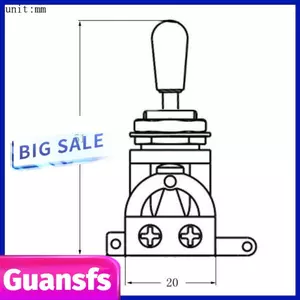 Guansfs Công tắc chuyển đổi ghi-ta thẳng ngắn Bộ chọn Pickup 3 chiều có mũ bằng đồng cho đàn guitar lý tưởng SG Electric (Đen)