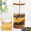 Dụng cụ pha cà phê Nồi ép kiểu Pháp có bộ lọc Thủy tinh Borosilicate cao Tay đấm hoạt động Nồi trà đa chức năng bằng gỗ-Lid-1000ml