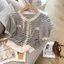 Áo Cardigan Dệt Kim Mỏng Nữ Tay Ngắn Sang Trọng Áo Chui Đầu Sọc Ngắn Phong Cách Thời Trang Phù Hợp Với Top 6.23