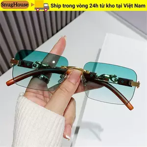 SNUGHOUSE Cheetah Thiết Kế Kính Mát, Đền Kim Loại Kính Mát Cắt Cạnh Không Vành Độc Đáo, Vintage Mát UV400 Retro Sắc Thái Dành Cho Nữ & Nam