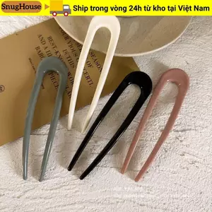 Kẹp tóc hình chữ U SNUGHOUSE, Kẹp tóc phong cách Trung Hoa PVC thiết kế hình chữ U, Hiện vật đầu thịt viên nhiều màu phong cách Trung Quốc