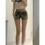 Quần short Denim siêu cạp thấp dành cho nữ phong cách Mỹ Slim-fit Slimmer Look Wide-Leg Hot Pants