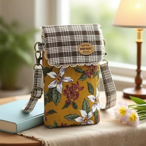 Cotton Chín Màu Hoa Túi Ba Lớp Nữ Màn Hình Lớn Túi Điện Thoại Di Động Học Sinh Di Động Túi Nhỏ Di Động Túi Đeo Ngang Túi