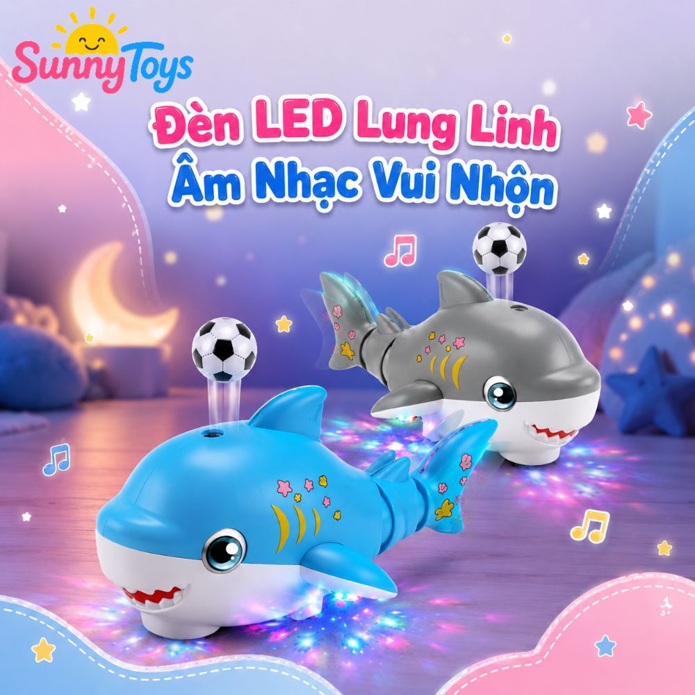 Đồ Chơi Cá Mập Thổi Bóng SunnyToys - Có Đèn LED, Phát Nhạc Cho Bé Đuổi Bóng Vui Nhộn