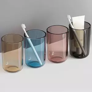 HL Cặp Đôi Màu Trơn Trong Suốt Cốc Nước súc Miệng Dung Tích Lớn Phong Cách Bắc Âu Bàn Chải Đánh Răng Cốc Trong Suốt Nước súc Miệng Cốc Nhựa LMWU
