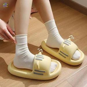 Dép Nữ PVC Thoải Mái Trong Nhà Ngoài Trời Mùa Hè Chống Trơn Trượt Đế Dày Tai Mèo Thiết Kế