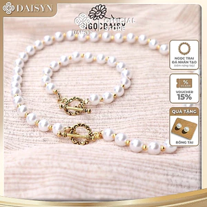N39 Bộ vòng tay dây chuyền handmade hạt Ngọc phong cách Hàn quốc xinh xắn