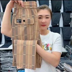 Mùa hè mới nam sọc ca rô quần xu hướng dáng rộng Quần Haren nam