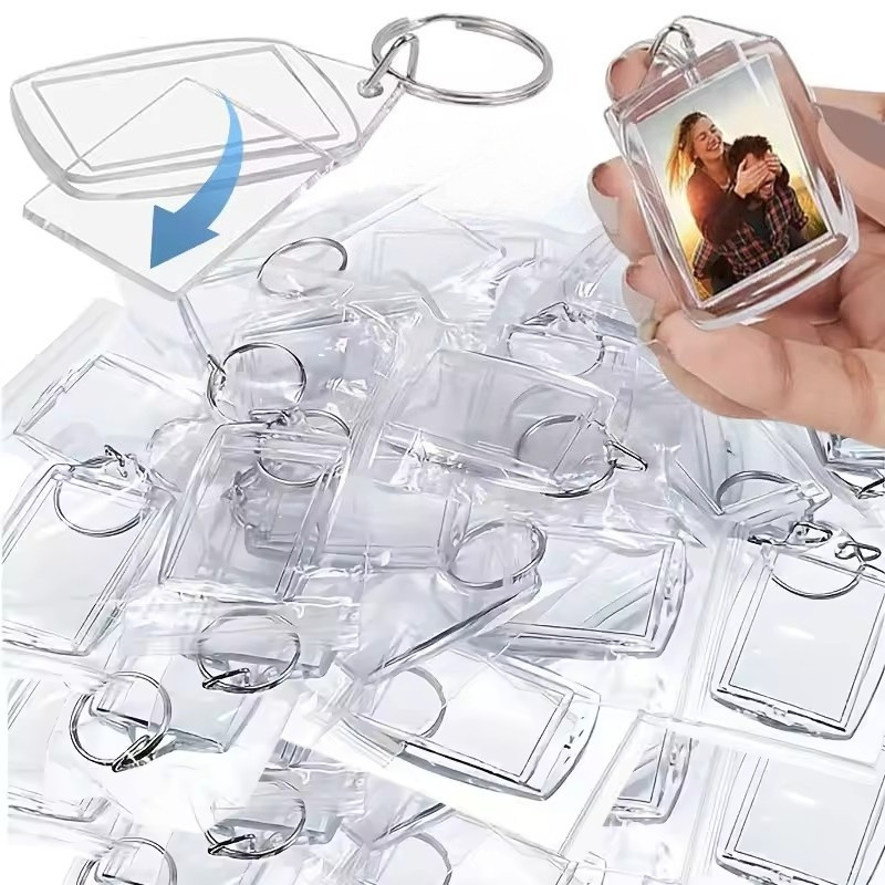 Móc khóa chèn Acrylic trống / Móc khóa hình ảnh DIY cho túi điện thoại / Mặt dây chuyền khung ảnh trong suốt