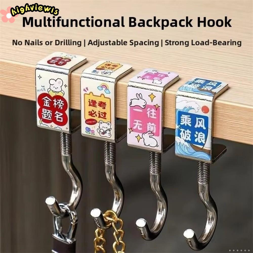 Móc túi sinh viên HIGHVIEWLS, Móc bên bàn xoay chịu lực mạnh, Móc bàn bằng thép di động có thể tháo rời Đồ dùng văn phòng