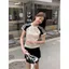Áo thun ngắn tay thêu chữ cho nữ Mùa hè Phong cách mới Khâu màu sắc tương phản Thiết kế Niche Hot Girl Short Slim-Fit Top