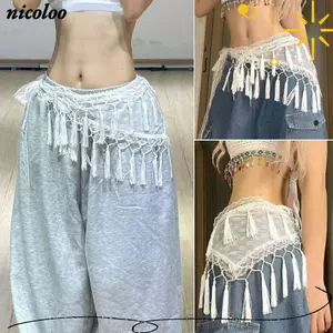 Váy Mini ren NICOLOO, Váy dạo phố Y2K Váy xù buộc dây không đều, xuyên thấu hoa thêu Harajuku Váy xếp nếp