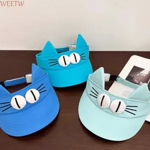 WEETW Mũ che mắt mèo Big Eyes, Mũ chống nắng đáng yêu Kitty Hollow, Vải khô nhanh thời trang Ngộ nghĩnh Sáng tạo Tai mèo Mũ chống nắng cho bé gái