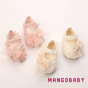 Mg-baby Girl Bow Flats Giày Trẻ Sơ Sinh Cánh Hoa Walker Cũi Giày Cho Tiệc Lễ Hội Tắm Cho Bé