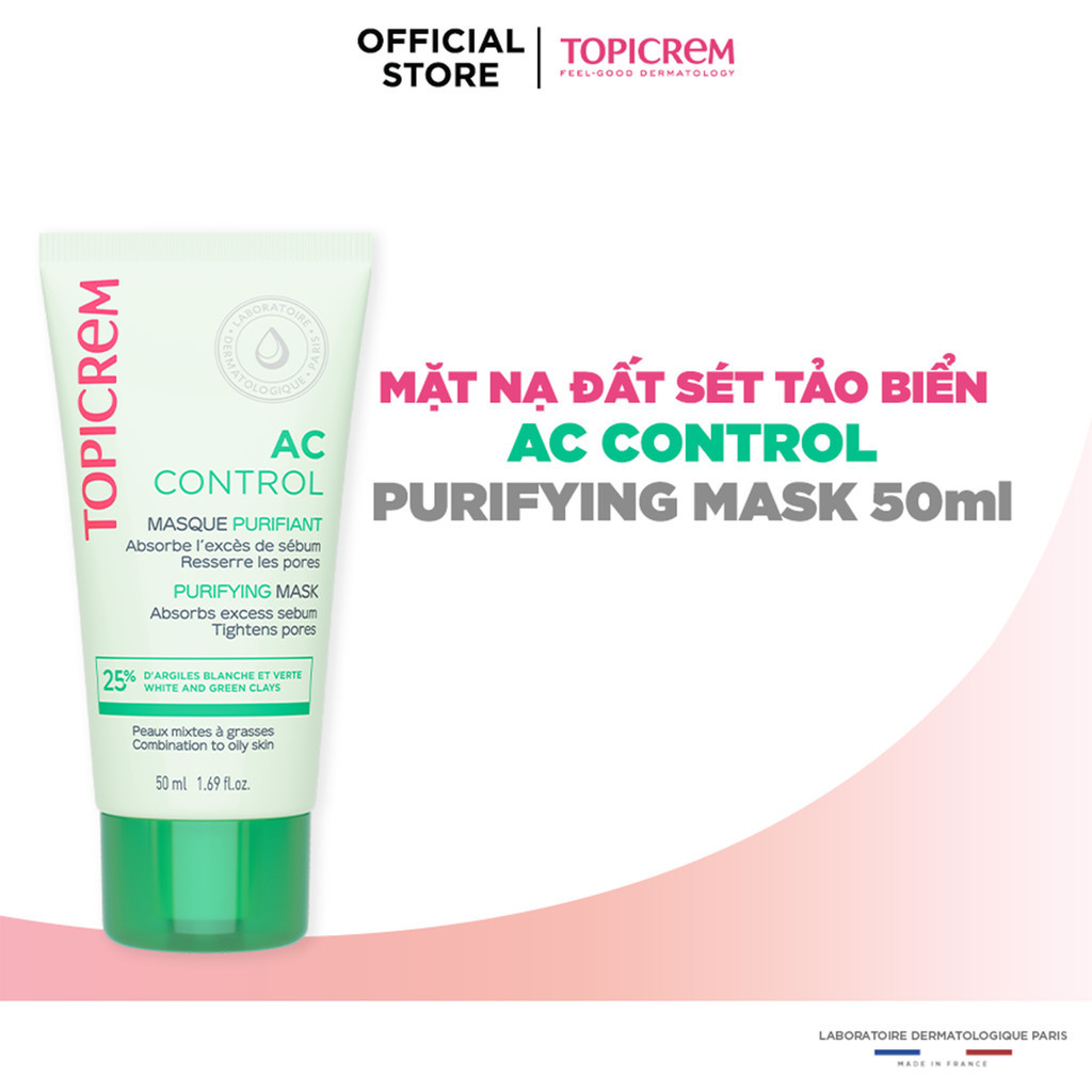 Mặt nạ giúp hấp thụ bã nhờn dư thừa và se khít lỗ chân lông TOPICREM AC CONTROL PURIFYING MASK 50ml