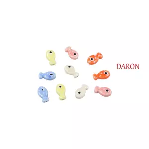 DARON Hạt Cá Nhỏ, Thủ Công Handmade Gốm Sứ Miếng Đệm Rời Hạt, Kẹp Tóc 3D DIY Phụ Kiện Vòng Tay Làm Đồ Trang Sức Làm Chất Liệu Cho 10 Chiếc