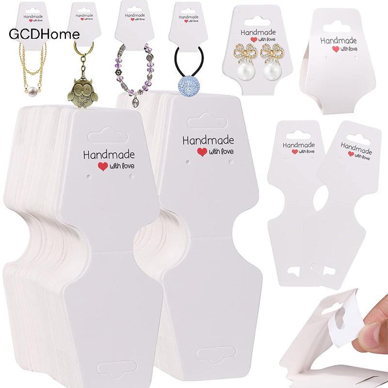 GCDHome 100 Cái / lốc Nelace Thẻ Mặt Dây Chuyền DIY Handmade Gấp Cho Kẹp Tóc Vòng Tay Trang Sức Hiển Thị Giấy Tự Dính Treo Thẻ Thẻ HOT