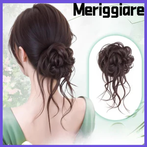 MERIGGIARE Tóc Bun Móng Vuốt Kẹp Tóc Xoăn Tóc Giả Màu Đen Tự Nhiên, Thời Trang Tổng Hợp Lông Tơ Nâu Bun Đầu Tóc Giả Nữ