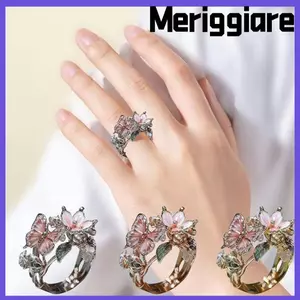 Nhẫn cổ điển MERIGGIARE, Phụ kiện trang sức Nhẫn bướm không phai màu, Nhẫn mở thủ công