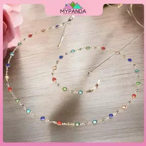 MYPANDA Sản Xuất Bằng Tay Kính Dây Xích Cho Ánh Sáng Mùa Hè Ngọc Trai Sang Trọng Pha Lê Xanh Hải Quân Dây Treo Dây Xích Mắt Chống Mất Thời Trang.